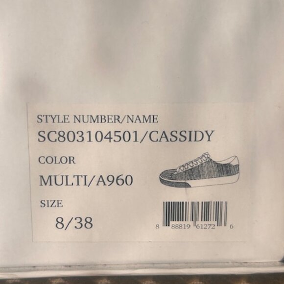 Alice and Olivia Cassidy Rainbow Stripe Sequin Leather Lace Up Sneakers Sneakers - Picture 15 of 16